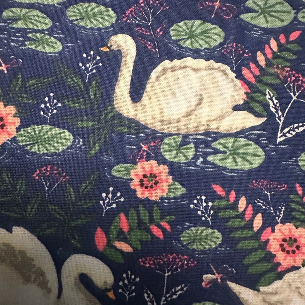 Swan Lake Floral Cotton Fabric 2 Yards & Pink Blender 19in Bundle 2.53yd Total - Picture 2 of 5